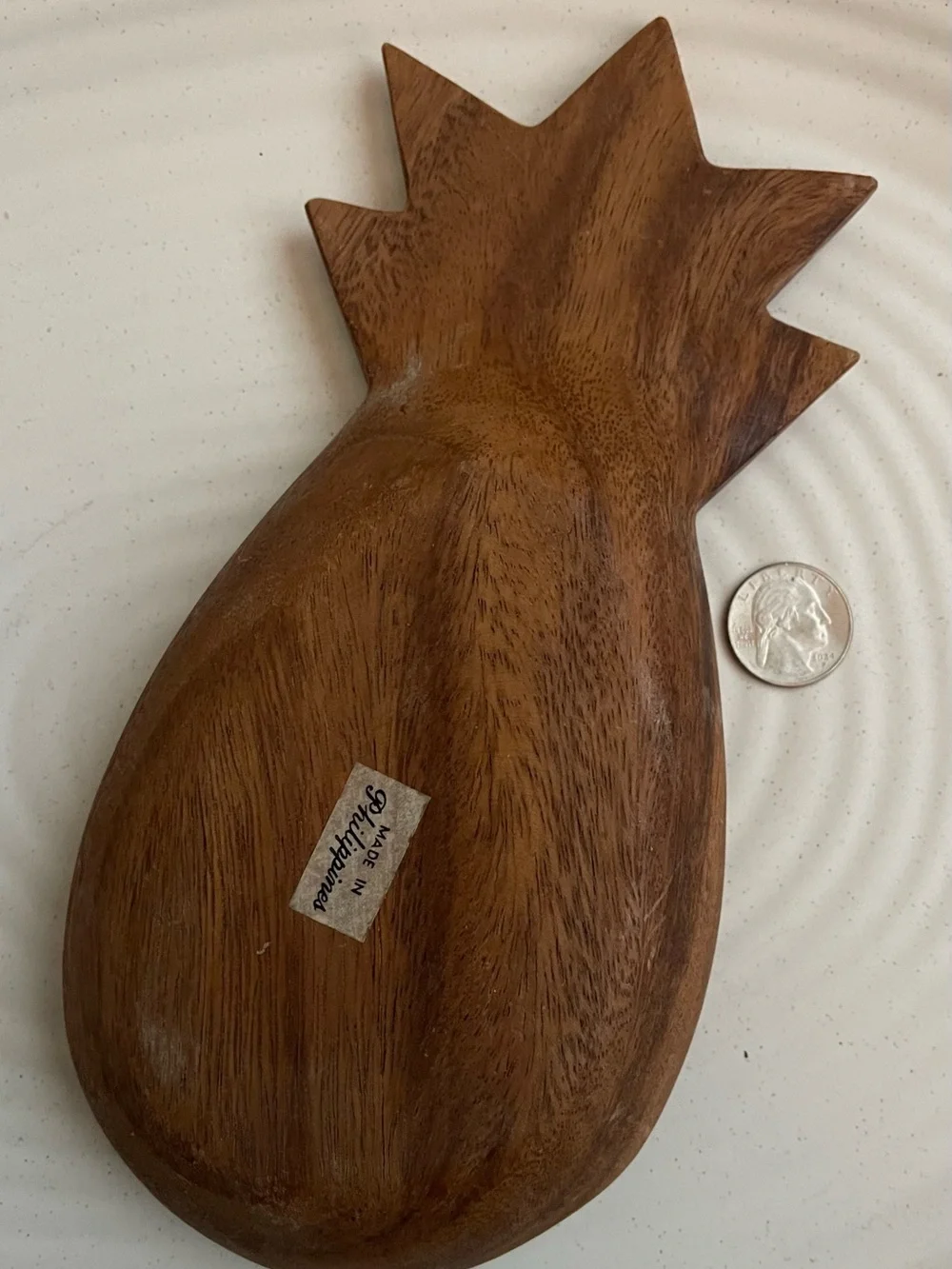 Vintage Philippine Hand-Carved Pineapple Wooden Serving Dish - Brown